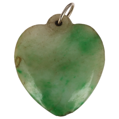 1222 - A Chinese jade heart pendant, 24.4mm, 4.4g