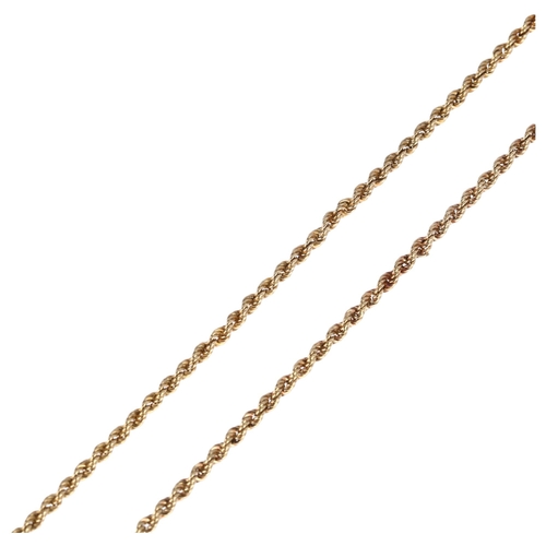 1225 - A late 20th century 9ct gold rope twist chain necklace, maker G Ltd, import London 1975, 50cm, 7.7g