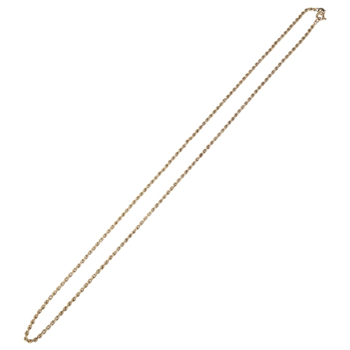 1225 - A late 20th century 9ct gold rope twist chain necklace, maker G Ltd, import London 1975, 50cm, 7.7g