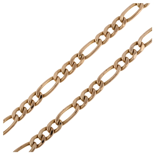 1234 - A 9ct gold hollow figaro link chain necklace, import Birmingham 1991, 50cm, 10.3g