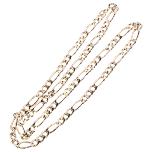 1234 - A 9ct gold hollow figaro link chain necklace, import Birmingham 1991, 50cm, 10.3g