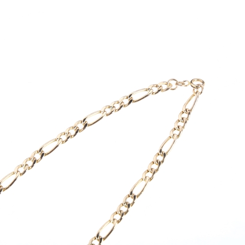 1234 - A 9ct gold hollow figaro link chain necklace, import Birmingham 1991, 50cm, 10.3g