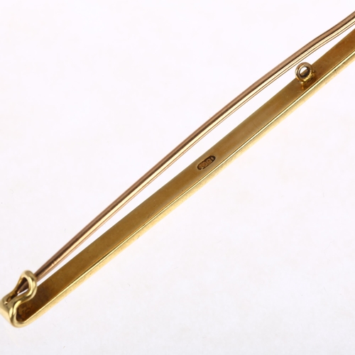 1245 - A Victorian 15ct gold split pearl bar brooch, 57.5mm, 3.8g