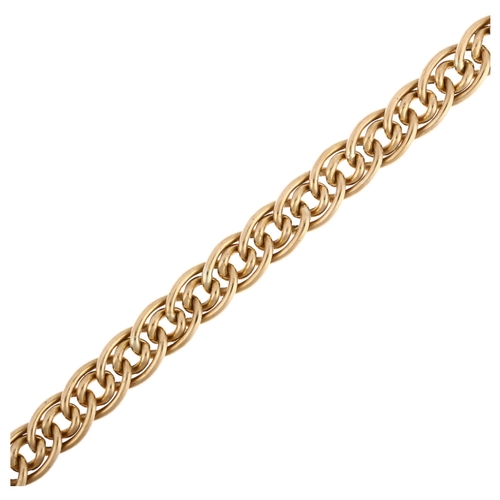 1251 - An Italian 9ct gold double hollow curb link chain bracelet, Unoaerre, import Sheffield 1995, 18.5cm,... 