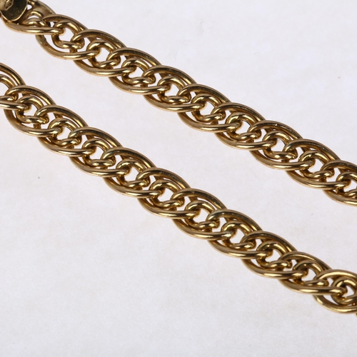 1251 - An Italian 9ct gold double hollow curb link chain bracelet, Unoaerre, import Sheffield 1995, 18.5cm,... 