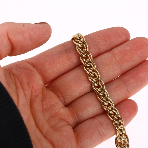 1251 - An Italian 9ct gold double hollow curb link chain bracelet, Unoaerre, import Sheffield 1995, 18.5cm,... 