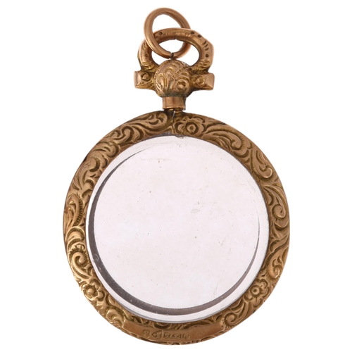 1258 - An early 20th century 9ct gold double-sided photo locket pendant, maker WHC, Chester 1905, 37.4mm, 5... 