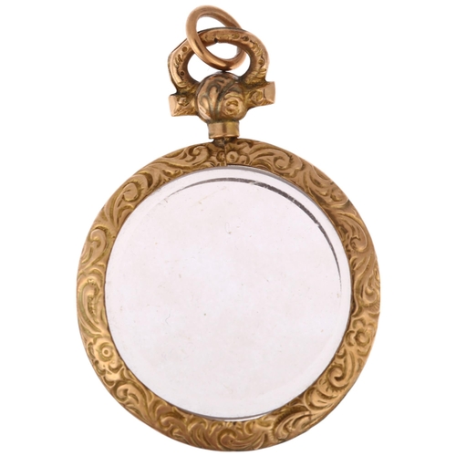 1258 - An early 20th century 9ct gold double-sided photo locket pendant, maker WHC, Chester 1905, 37.4mm, 5... 