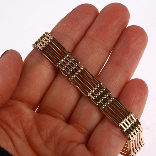 1272 - An early 20th century 9ct rose gold gatelink bracelet, band width 9.6mm, 18.5cm, 16.9g