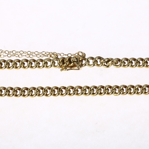 1295 - A Continental 14ct gold solid curb link chain bracelet, 18cm, 15g