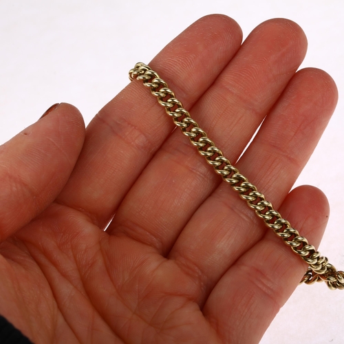 1295 - A Continental 14ct gold solid curb link chain bracelet, 18cm, 15g