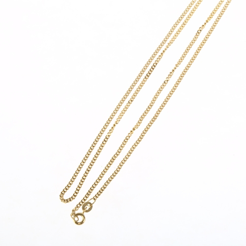 1296 - A 9ct gold fine flat curb link chain necklace, 58cm, 4.8g