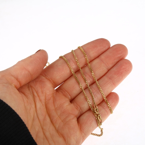 1296 - A 9ct gold fine flat curb link chain necklace, 58cm, 4.8g