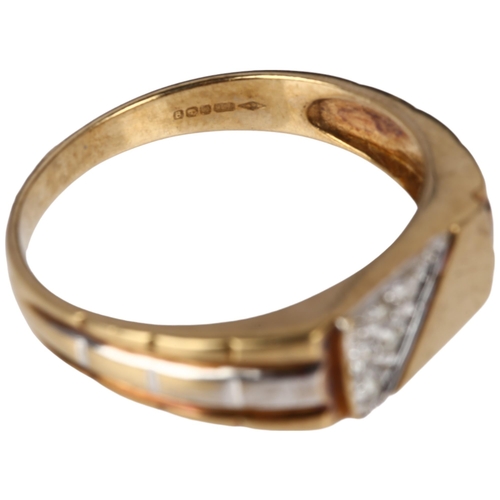 1316 - A modern 9ct gold diamond signet ring, maker HW, Sheffield 2006, pave set with modern round brillian... 