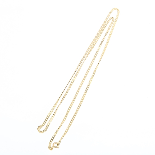 1328 - A 9ct gold fine flat curb link chain necklace, 54cm, 3.4g