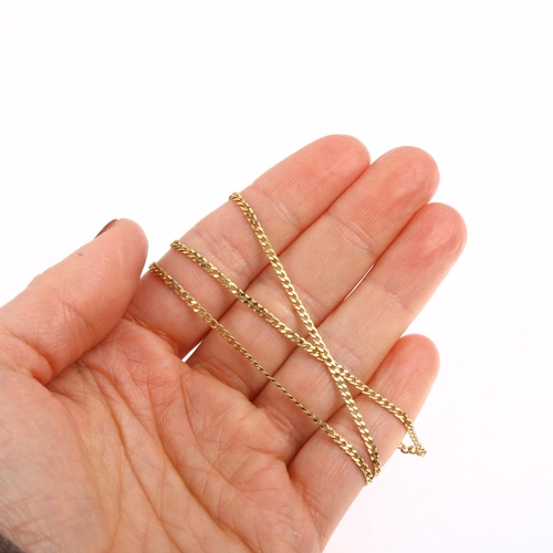 1328 - A 9ct gold fine flat curb link chain necklace, 54cm, 3.4g