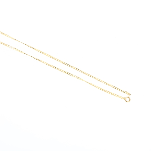 1328 - A 9ct gold fine flat curb link chain necklace, 54cm, 3.4g