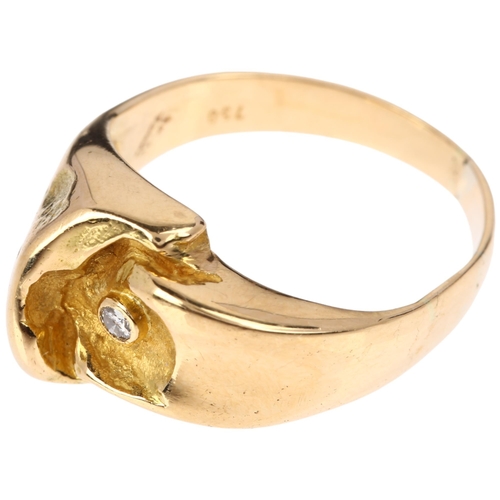 1333 - A Continental 18ct gold diamond abstract ring, rub-over set with 0.05ct modern round brilliant-cut d... 