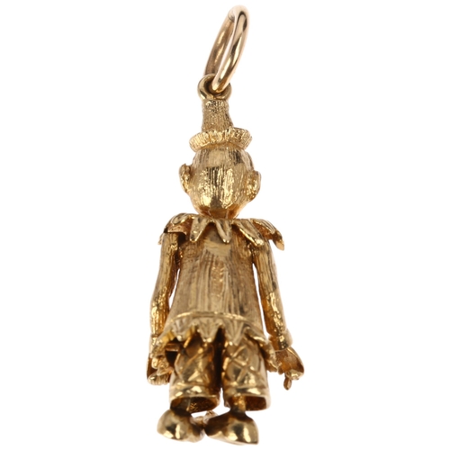 1336 - A mid-20th century 9ct gold figural articulated clown pendant, maker FM, London 1967, 36.2mm, 5.4g