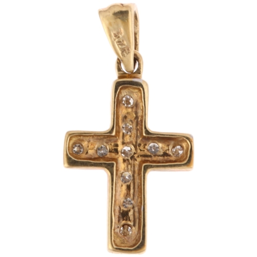 1350 - A modern 9ct gold diamond cross pendant, 16.1mm, 0.4g