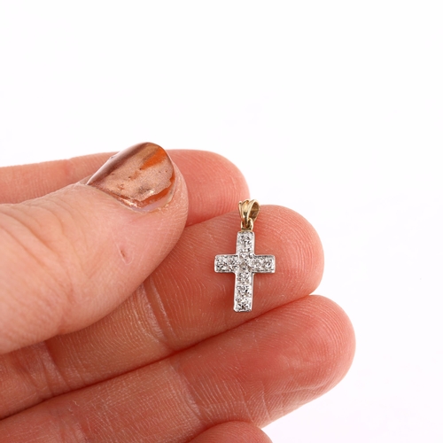 1350 - A modern 9ct gold diamond cross pendant, 16.1mm, 0.4g