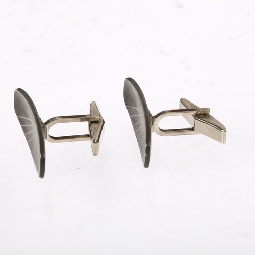 1397 - JORGEN JENSEN - a pair of Danish modernist pewter cufflinks, model no. 789, 32.3mm, 11.9g