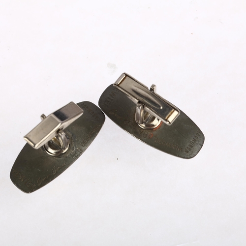 1397 - JORGEN JENSEN - a pair of Danish modernist pewter cufflinks, model no. 789, 32.3mm, 11.9g