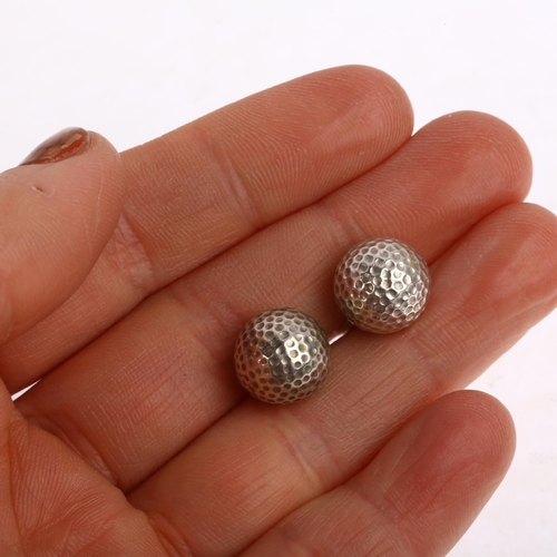 1414 - GEORG JENSEN - a pair of Danish sterling silver golf ball cufflinks, model no. 132, diameter 11mm, 1... 