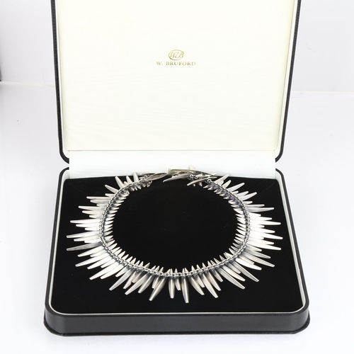 1416 - ANTON MICHELSEN - a Danish modernist sterling silver Grass collar necklace, designed by Eigil Jensen... 