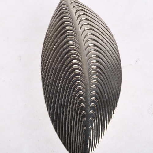 1423 - ANTON MICHELSEN - a large Danish modernist sterling silver  leaf brooch, designed by Eigil Jensen, 7... 