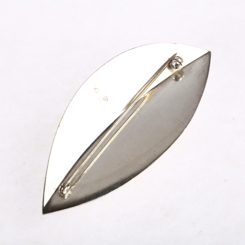 1423 - ANTON MICHELSEN - a large Danish modernist sterling silver  leaf brooch, designed by Eigil Jensen, 7... 