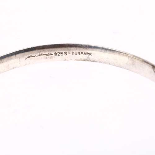 1442 - HANS HANSEN -a Danish modernist oxidised sterling silver slave bangle, circa 1960s, band width 6mm, ... 