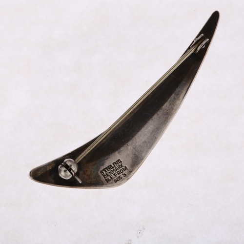 1445 - NIELS ERIK FROM - a Danish modernist sterling silver wing brooch, circa 1960s, 53.9mm, 5.1g