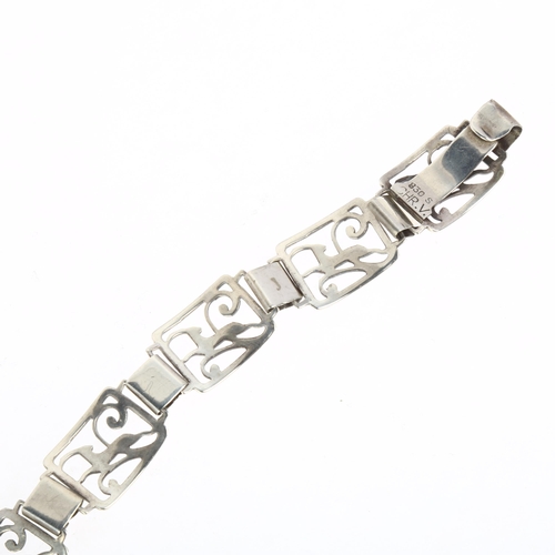 1448 - CHRISTIAN VEILSKOV -  an Art Deco Danish silver antelope panel bracelet, 19cm, 21.5g