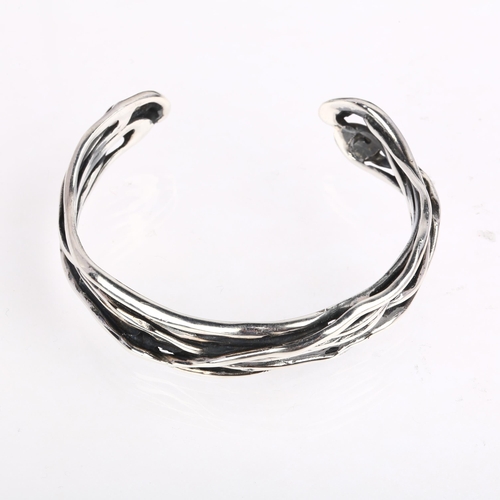 1479 - JENS JOHS AAGAARD - a Danish brutalist sterling silver wirework torque bangle, band width 14.1mm, in... 