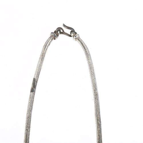 1484 - An Indian white metal snake link chain necklace, 44cm, 72.4g