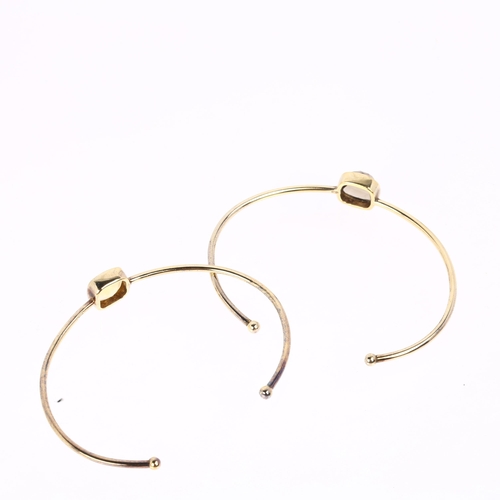 1489 - DINNY HALL - a pair of designer sterling silver-gilt gem set torque bangles, comprising smoky quartz... 