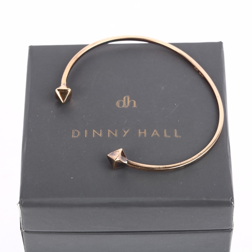 1491 - DINNY HALL - a designer sterling silver-gilt matching pendant necklace and torque bangle set, pendan... 