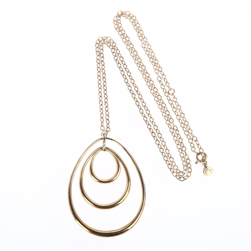 1492 - DINNY HALL - a large designer sterling silver-gilt concentric hoop pendant necklace, on original ste... 