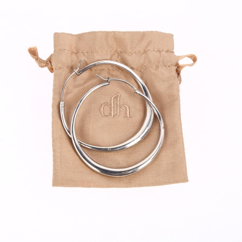 1493 - DINNY HALL - a pair of designer sterling silver hoop earrings, 42mm, 12.6g, with gift pouch