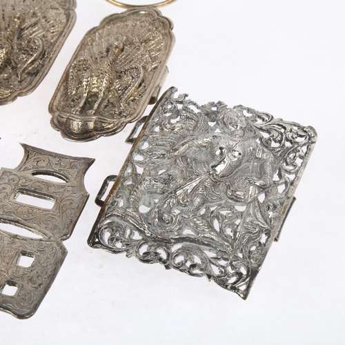 1509 - Various jewellery, including Chinese lucky character mark nurse's buckle, Indian white metal deity b... 