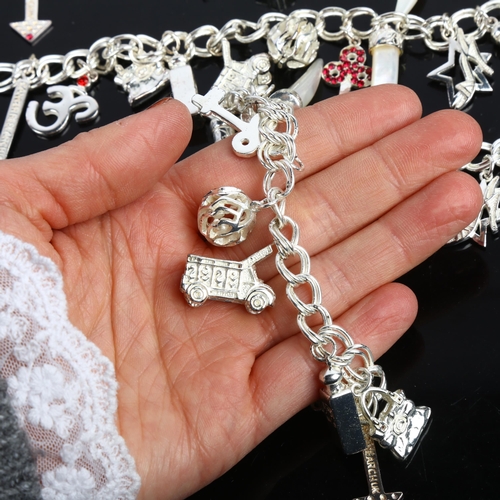 1510 - 4 sterling silver Wallis for Cancer Research charm bracelets, 19cm, all with gift pouches