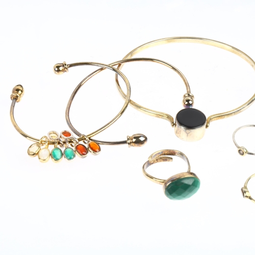 1511 - Various silver jewellery, including torque bangle, ring etc