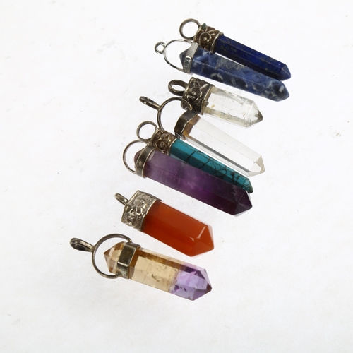 1522 - 8 silver-mounted gem set chakra pendants, including ametrine