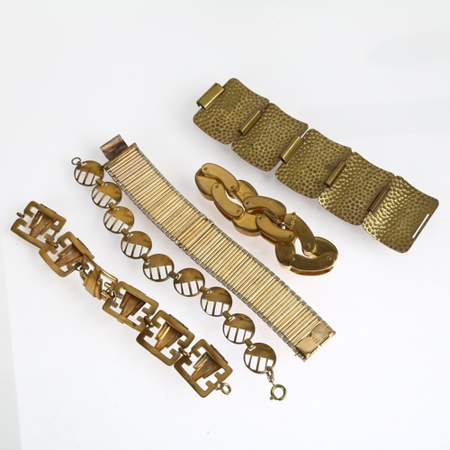 1554 - 5 Vintage brass costume jewellery bracelets, largest 19cm (5)