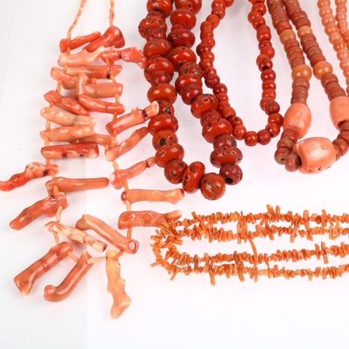 1558 - A quantity of coral necklaces