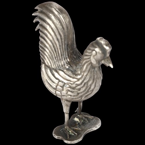 1602 - A good quality Indian silver rooster table scatter, apparently unmarked, 6cm, 0.7oz