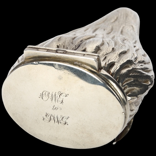 1603 - A William IV novelty silver fox head snuffbox, George Tye, probably by Nathanial Mills, circa 1830, ... 