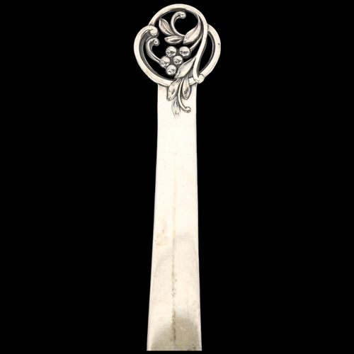 1609 - HUGO GRUN - an Art Nouveau Danish silver berry paper knife, 18.5cm, 1.3oz