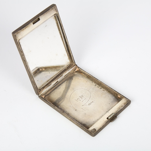 1623 - An Art Deco George VI silver compact, HJ Cooper & Co Ltd, Birmingham 1938, rectangular form with all... 